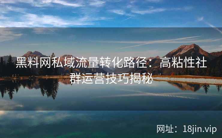 黑料网私域流量转化路径:高粘性社群运营技巧揭秘