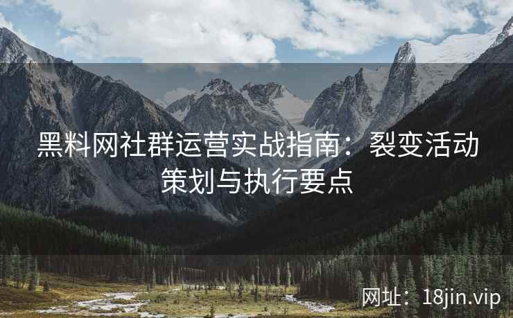 黑料网社群运营实战指南：裂变活动策划与执行要点