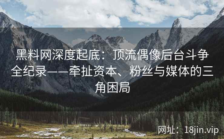 黑料网深度起底：顶流偶像后台斗争全纪录——牵扯资本、粉丝与媒体的三角困局