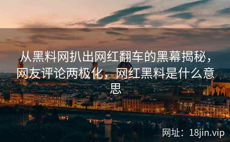 从黑料网扒出网红翻车的黑幕揭秘，网友评论两极化，网红黑料是什么意思