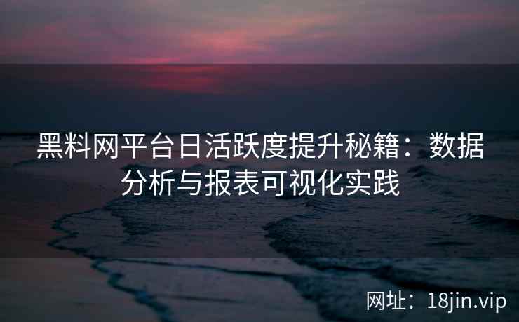 黑料网平台日活跃度提升秘籍：数据分析与报表可视化实践
