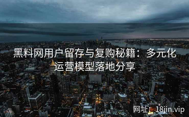 黑料网用户留存与复购秘籍：多元化运营模型落地分享
