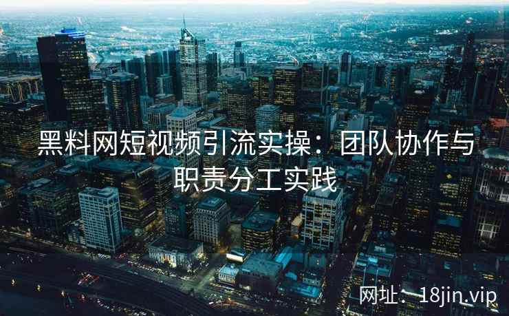 黑料网短视频引流实操：团队协作与职责分工实践